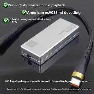 PegES9038 Flagship Convenient Decoder Headphone Amplifier Type-C to 3.5mm Mobile Phone Tail DSD DAC PegES9038 Flagship Convenient Decoder Headphone Amplifier Type-C to 3.5mm Mobile Phone Tail DSD DAC