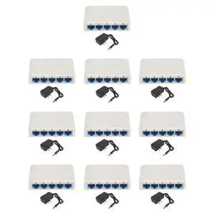 10X 5 Port Data Switch,Network Hub,Desktop Ethernet Splitter,Plug & Play Shielded Ports Fanless Quiet 10X 5 Port Data Switch,Network Hub,Desktop Ethernet Splitter,Plug & Play Shielded Ports Fanless Quiet