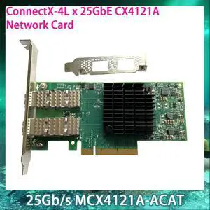 25Gb/s MCX4121A-ACAT Network Card Dual Port ConnectX-4L x 25GbE CX4121A PCI-E InfiniBand NIC 25Gb/s MCX4121A-ACAT Network Card Dual Port ConnectX-4L x 25GbE CX4121A PCI-E InfiniBand NIC
