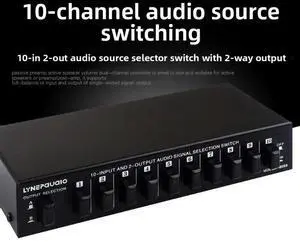 10-in 2-out Audio Signal Selector Switcher for Headphones and Speakers, Bidirectional Switching 2-in 10-out, Lossless 10-in 2-out Audio Signal Selector Switcher for Headphones and Speakers, Bidirectional Switching 2-in 10-out, Lossless