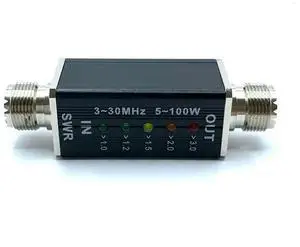 3-30MHz Frequency to 100W Shortwave Standing Wave Indicator RF Tap Power Supply M Female Port Standing Wave Meter 3-30MHz Frequency to 100W Shortwave Standing Wave Indicator RF Tap Power Supply M Female Port Standing Wave Meter