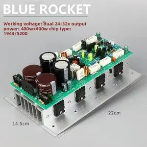 Chip 2SA1943/C5200 400W+400W Dual Channel High Power High Heat Dissipation Finished Amplifier Board Chip 2SA1943/C5200 400W+400W Dual Channel High Power High Heat Dissipation Finished Amplifier Board