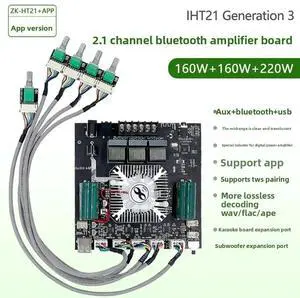 HT21-3G Third Generation TDA7498E Bluetooth Amplifier Board Module Subwoofer High and Low Tone Adjustment 160Wx2+220W HT21-3G Third Generation TDA7498E Bluetooth Amplifier Board Module Subwoofer High and Low Tone Adjustment 160Wx2+220W