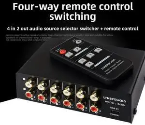 4-in 2-out Audio Signal Remote Control Switcher Headphone Speaker Switch Bidirectional Switch 2-in 4-out Output Lossless 4-in 2-out Audio Signal Remote Control Switcher Headphone Speaker Switch Bidirectional Switch 2-in 4-out Output Lossless