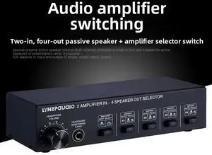 2-in 4-out Passive Amplifier and Speaker Switcher Speaker Switch Distributor Headphone Output Lossless Sound 2-in 4-out Passive Amplifier and Speaker Switcher Speaker Switch Distributor Headphone Output Lossless Sound