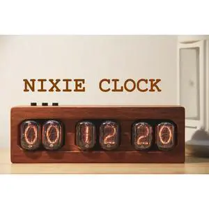 Glow Clock Electronic Tube Creative Chinese Retro IN12 African Red Rosewood DIY Ornament Natural Wood Cyberpunk Glow Clock Electronic Tube Creative Chinese Retro IN12 African Red Rosewood DIY Ornament Natural Wood Cyberpunk