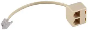 RJ11 6P4C 2 Way Outlet Telephone Jack Line Splitter Adapter Beige RJ11 6P4C 2 Way Outlet Telephone Jack Line Splitter Adapter Beige