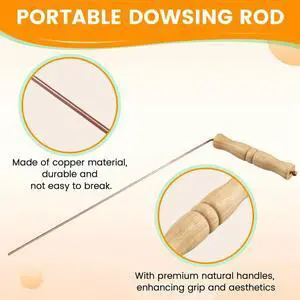 Copper Dowsing Rods Kit For Divination Tool - Natural Wooden Handles Divining Rods Copper Dowsing Rods Kit For Divination Tool - Natural Wooden Handles Divining Rods