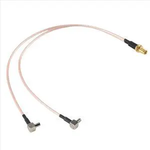 SMA Female to Y Type 2 X TS9 Male / CRC9 Male Connector Splitter Combiner Pigtail Cable RG 316 30CM Gold SMA Female to Y Type 2 X TS9 Male / CRC9 Male Connector Splitter Combiner Pigtail Cable RG 316 30CM Gold