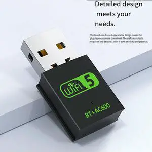 2 in 1 USB Bluetooth Adapter 600Mbps Dual Band 2.4G/5GHz Wi-Fi 5 Dongle High-Speed Network Card for Laptop 2 in 1 USB Bluetooth Adapter 600Mbps Dual Band 2.4G/5GHz Wi-Fi 5 Dongle High-Speed Network Card for Laptop