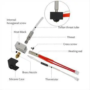 For Neptune 3 Pro/Plus Hotend Kit Brass Nozzle Heated Block Heating Rod Thermistor PTFE Telfon Tube Kit Extruder Part For Neptune 3 Pro/Plus Hotend Kit Brass Nozzle Heated Block Heating Rod Thermistor PTFE Telfon Tube Kit Extruder Part