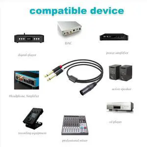 XLR Male to Dual 6.35mm Plug Audio Microphone Cable Microphone Cable Adapter Y-Splitter 1m XLR Male to Dual 6.35mm Plug Audio Microphone Cable Microphone Cable Adapter Y-Splitter 1m