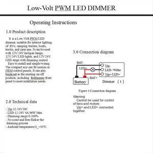Universal Dimmer Switch 12-24V Low Voltage Light Strip Dimmer for LED RV Lights Interior, Truck Ceiling Lights Strip Universal Dimmer Switch 12-24V Low Voltage Light Strip Dimmer for LED RV Lights Interior, Truck Ceiling Lights Strip