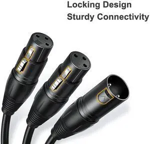 XLR Y-Splitter Cable, XLR Male to Dual XLR Female Mic Combiner Y Cord Balanced Microphone Adaptor Patch Cable - 50cm XLR Y-Splitter Cable, XLR Male to Dual XLR Female Mic Combiner Y Cord Balanced Microphone Adaptor Patch Cable - 50cm