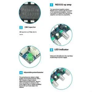 NE5532 2.1 Channel Low Pass Filter Module for Subwoofer Systems 45BD,HiFi Audio Preamp Board with Crossover, Boost NE5532 2.1 Channel Low Pass Filter Module for Subwoofer Systems 45BD,HiFi Audio Preamp Board with Crossover, Boost