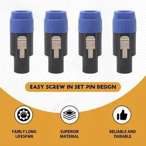 Speaker Plug Twist Lock 4 Pole Speaker Plug compatible with Speakon NL4FC, NL4FX, NLT4X, NL2FC - 4 PACK Speaker Plug Twist Lock 4 Pole Speaker Plug compatible with Speakon NL4FC, NL4FX, NLT4X, NL2FC - 4 PACK