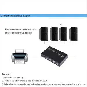 USB 4 Ports Share Switch Switcher Box Hub Sharing Switch Adapter for PC Printer Accessory USB 4 Ports Share Switch Switcher Box Hub Sharing Switch Adapter for PC Printer Accessory