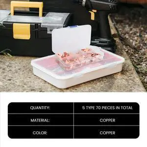 Open Copper Ring Lug Terminals Wire Crimp Connector Assortment Kit OT 10A 20A 30A 40A 50A (Pack of 70) Open Copper Ring Lug Terminals Wire Crimp Connector Assortment Kit OT 10A 20A 30A 40A 50A (Pack of 70)