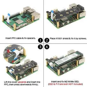 X1001 M.2 NVMe SSD Shield PCIe Peripheral Board Compatible with for 5 X1001 M.2 NVMe SSD Shield PCIe Peripheral Board Compatible with for 5