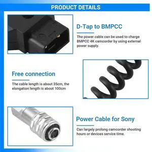 D-Tap to BMPCC 4K 2 Pin Locking Power Cable for Pocket Cinema Camera 4K V Mount D-Tap to BMPCC 4K 2 Pin Locking Power Cable for Pocket Cinema Camera 4K V Mount