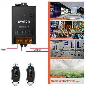 12v Remote Control Switch with 30A Relay,DC 72v 60v 48v 36v 24v 12v Switch for Lights,Lamps,Fans 12v Remote Control Switch with 30A Relay,DC 72v 60v 48v 36v 24v 12v Switch for Lights,Lamps,Fans