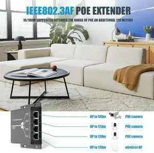 4 Port IEEE802.3Af PoE Extender for IP Camera Extend 120M Transmission Distance with 10/100Mbps LAN Ports 4 POE Extender 4 Port IEEE802.3Af PoE Extender for IP Camera Extend 120M Transmission Distance with 10/100Mbps LAN Ports 4 POE Extender