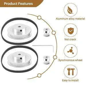 2 Sets of 2GT Timing Wheels 20&60 Teeth 5mm Bore Aluminum Timing Pulley 2 Piece Set Length 200mm Width 6mm Belt 2 Sets of 2GT Timing Wheels 20&60 Teeth 5mm Bore Aluminum Timing Pulley 2 Piece Set Length 200mm Width 6mm Belt