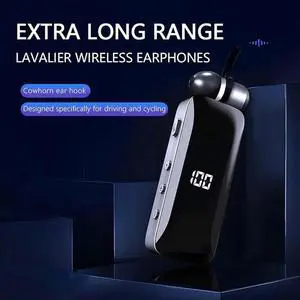 LED Power Digital Display Bluetooth Headphones Retractable Collar Clip Single Headset Retractable with Wire LED Power Digital Display Bluetooth Headphones Retractable Collar Clip Single Headset Retractable with Wire