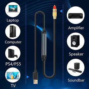 USB to Optical Audio Adapter USB A to Fiber Optic Audio SPDIF Port Connection Audio Converter Cable for Computer Laptop USB to Optical Audio Adapter USB A to Fiber Optic Audio SPDIF Port Connection Audio Converter Cable for Computer Laptop