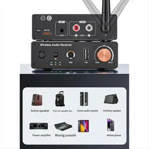 Multifunctional Bluetooth 6.0 Receiver Transmitter, Stereo Receiver Bluetooth Power Amp AUX/USB/6.5mm MIC Multifunctional Bluetooth 6.0 Receiver Transmitter, Stereo Receiver Bluetooth Power Amp AUX/USB/6.5mm MIC