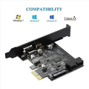 PCI-E 1X To USB 3.2 Gen1 USB3.2 Type-C Front Adapter Card 2 Ports (Type C+ Type A) Expansion Card PCI-E 1X To USB 3.2 Gen1 USB3.2 Type-C Front Adapter Card 2 Ports (Type C+ Type A) Expansion Card