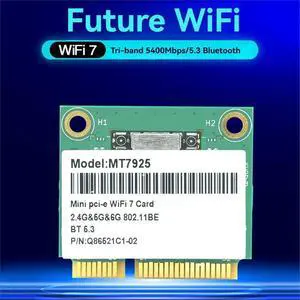 MT7925 7 Network Card 5400Mbps Bluetooth 5.3 Tri Band 2.4G 5Ghz 6GHz 802.11BE Adapter MINI PCIE Card MT7925 7 Network Card 5400Mbps Bluetooth 5.3 Tri Band 2.4G 5Ghz 6GHz 802.11BE Adapter MINI PCIE Card