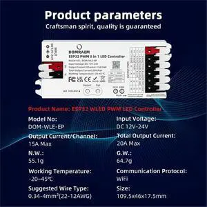 WLED Controller PWM for Analog LED Strip for 2/3/4/5/6 Wires, White CCT RGB RGBWCCT for for WLED Controller PWM for Analog LED Strip for 2/3/4/5/6 Wires, White CCT RGB RGBWCCT for for