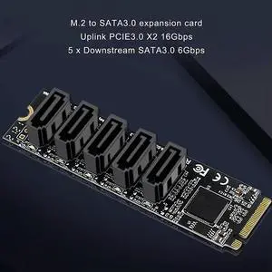 M.2 to Sata3.0 Adapter Card M.2 PCIE 16Gbps Sata 6G 5 Port Hard Drive Extension Hard Drive Converter Card JMB585 Chip M.2 to Sata3.0 Adapter Card M.2 PCIE 16Gbps Sata 6G 5 Port Hard Drive Extension Hard Drive Converter Card JMB585 Chip