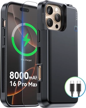 NEWDERY Battery Case for iPhone 16 Pro Max USB C Power Bank Black 8000mAh NEWDERY Battery Case for iPhone 16 Pro Max USB C Power Bank Black 8000mAh