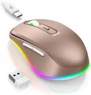 PEIOUS Wireless Mouse Jiggler - LED Wireless Mice with Build-in Mouse Mover, Rechargeable Moving Mouse for Laptop with Undetectable Random Movement Keeps Computers Awake - Gold PEIOUS Wireless Mouse Jiggler - LED Wireless Mice with Build-in Mouse Mover, Rechargeable Moving Mouse for Laptop with Undetectable Random Movement Keeps Computers Awake - Gold