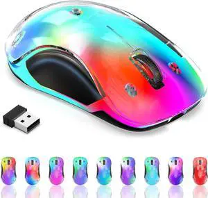 memzuoix 2.4G Wireless Mouse with Customizable Cover & 9-Color LED - Rechargeable Ergonomic, 1200 DPI, 5 Buttons, USB Receiver for PC/Mac - White memzuoix 2.4G Wireless Mouse with Customizable Cover & 9-Color LED - Rechargeable Ergonomic, 1200 DPI, 5 Buttons, USB Receiver for PC/Mac - White