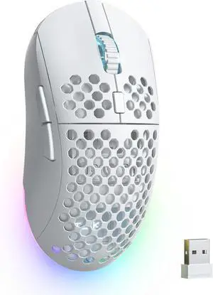TMKB Wireless Gaming Mouse, 24000DPI Optical Sensor, 180Hrs Battery, Lightweight, 6 Programmable Buttons, RGB Strip, 2.4G/BT5.2/USB-C Wired for PC/Mac/Laptop - Matte White TMKB Wireless Gaming Mouse, 24000DPI Optical Sensor, 180Hrs Battery, Lightweight, 6 Programmable Buttons, RGB Strip, 2.4G/BT5.2/USB-C Wired for PC/Mac/Laptop - Matte White
