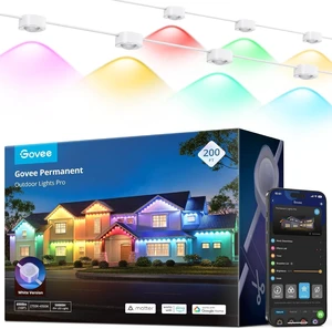 Govee Permanent Outdoor Lights Pro, 200ft with 120 RGBIC LED Lights, White Govee Permanent Outdoor Lights Pro, 200ft with 120 RGBIC LED Lights, White