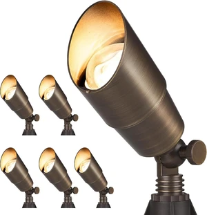 Gardencoin Solid Brass Outdoor Landscape Spotlights, 12V Heavy Duty Low Voltage LED Spot Light Waterproof for Garden and Yard Up Lighting, Bronze Accent Lighting Fixture Without MR16 Bulb, 6 Pack Gardencoin Solid Brass Outdoor Landscape Spotlights, 12V Heavy Duty Low Voltage LED Spot Light Waterproof for Garden and Yard Up Lighting, Bronze Accent Lighting Fixture Without MR16 Bulb, 6 Pack