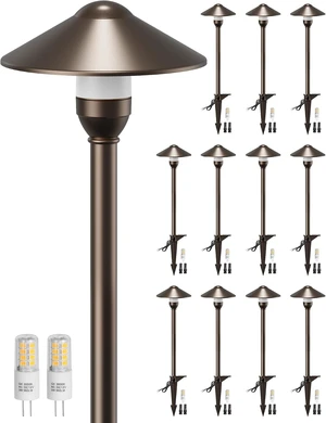 Low Voltage Pathway Lights with G4 3W 3000K Bulbs 12-Pack, ORB Aluminum Low Voltage Pathway Lights with G4 3W 3000K Bulbs 12-Pack, ORB Aluminum
