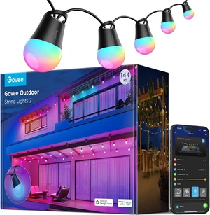 Govee Smart Outdoor String Lights 2, 144ft RGBIC Patio Lights with 45 Bulbs Govee Smart Outdoor String Lights 2, 144ft RGBIC Patio Lights with 45 Bulbs
