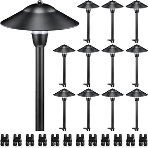 SUNVIE 12-Pack Low Voltage Pathway Lights, 3W 3000K 150lm Classic Aluminum SUNVIE 12-Pack Low Voltage Pathway Lights, 3W 3000K 150lm Classic Aluminum
