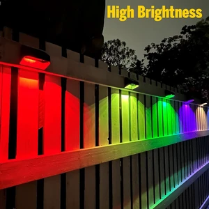 Brighter Solar Fence Lights,Solar Lights Outdoor Waterproof,Warm White and RGB 8 Colors,Dusk to Dawn Deck Light, Outdoor Lighting for Backyard/Railing/Wall/Step/Patio12 Pack,Black