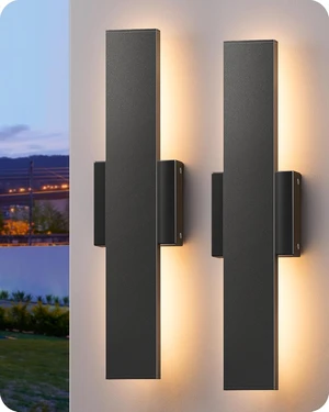 EDISHINE 2 Pack LED Outdoor Wall Lights, 15.7" Modern Black Outdoor Sconce EDISHINE 2 Pack LED Outdoor Wall Lights, 15.7" Modern Black Outdoor Sconce