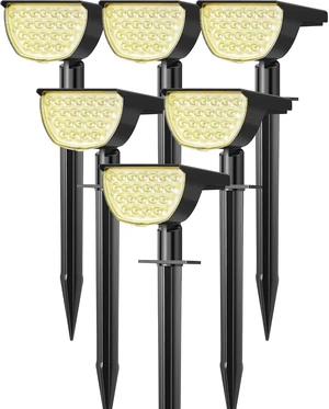 GKGG Solar Lights Outdoor Waterproof IP65, Solar Powered 76 LED 3 Lighting Modes Solar Spot Lights Outdoor for Yard Garden Landscape Pathway (Warm White, 6 Pack) GKGG Solar Lights Outdoor Waterproof IP65, Solar Powered 76 LED 3 Lighting Modes Solar Spot Lights Outdoor for Yard Garden Landscape Pathway (Warm White, 6 Pack)