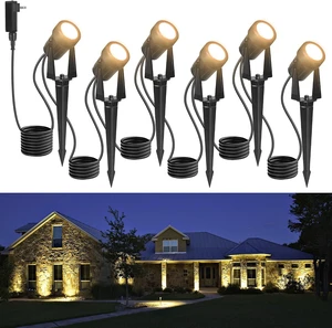 Outdoor Landscape lighting Low Voltage, 65.6FT Wired LED Spot light with Plug-in Transformer, IP65 Waterproof Outside Uplight 18W 1800LM for Yard Garden Tree Pathway House, Warm White 3000K, Pack of 6 Outdoor Landscape lighting Low Voltage, 65.6FT Wired LED Spot light with Plug-in Transformer, IP65 Waterproof Outside Uplight 18W 1800LM for Yard Garden Tree Pathway House, Warm White 3000K, Pack of 6