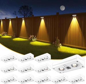 JOFIOS Solar Fence Lights 12 Pack, 50 Lumens Outdoor Fence Solar Lights with 12 Modes RGB Color Glow LED Solar Lights Outdoor Waterproof for Patio, Backyard, Deck, Fence, Railing.White Shell JOFIOS Solar Fence Lights 12 Pack, 50 Lumens Outdoor Fence Solar Lights with 12 Modes RGB Color Glow LED Solar Lights Outdoor Waterproof for Patio, Backyard, Deck, Fence, Railing.White Shell