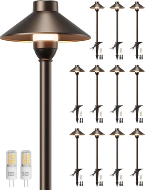 PARTPHONER Low Voltage Landscape Lighting 12-Pack, Aluminum 12V Pathway Lights with G4 Bulbs, Waterproof Oil Rubbed Bronze Color Wired Path Lights with Connectors for Walkway Yard Garden PARTPHONER Low Voltage Landscape Lighting 12-Pack, Aluminum 12V Pathway Lights with G4 Bulbs, Waterproof Oil Rubbed Bronze Color Wired Path Lights with Connectors for Walkway Yard Garden