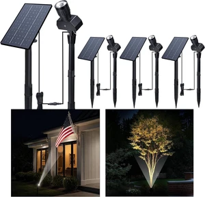 Outdoor Solar Spotlight, Adjustable Angle Landscape Spotlight Waterproof, 2500mAh All Night Separate Panel LED Uplight Dusk to Dawn, 5 Lighting Modes for Outside Patio Wall Path House 4 Pack Outdoor Solar Spotlight, Adjustable Angle Landscape Spotlight Waterproof, 2500mAh All Night Separate Panel LED Uplight Dusk to Dawn, 5 Lighting Modes for Outside Patio Wall Path House 4 Pack